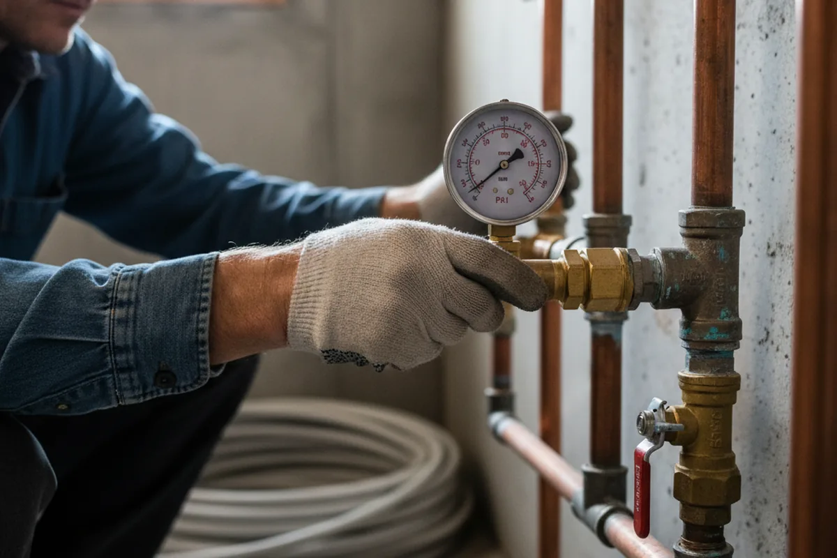 Pressure testing a repaired line during Water Line Repair in Hardyville